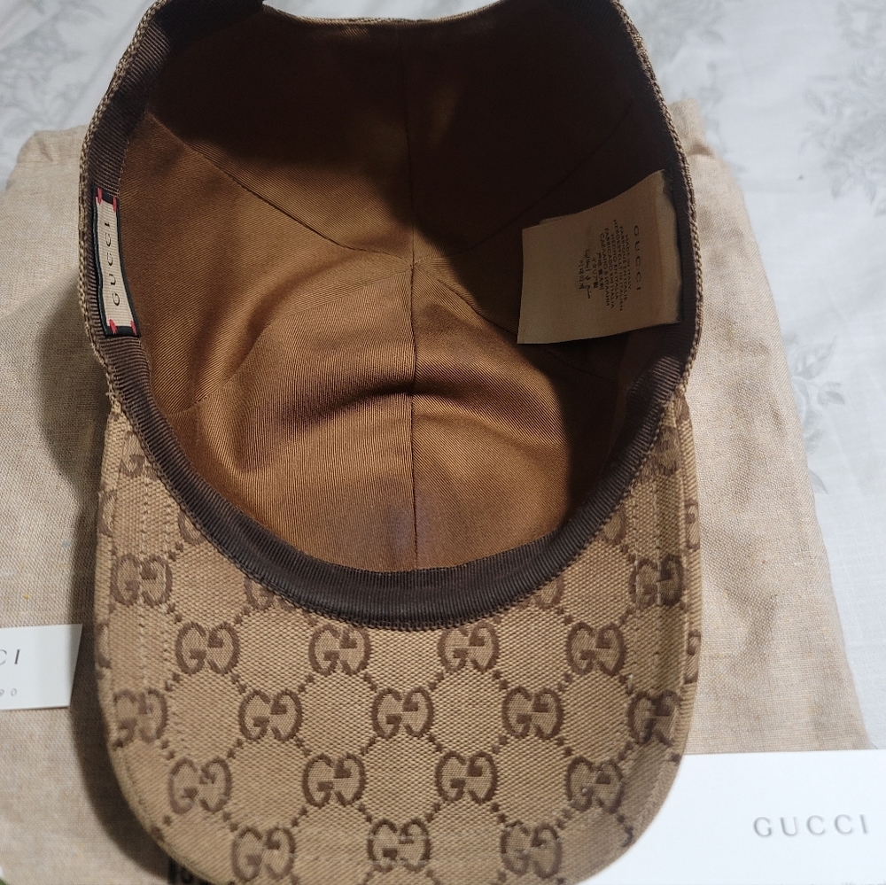 Gucci Brown/Beige GG Canvas Logo Baseball Cap (100% Authentic) - Picture 5 of 8